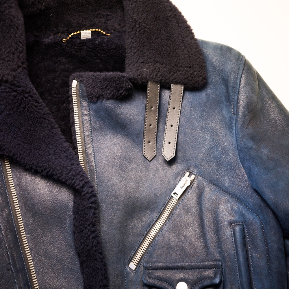 Coach Blue Shearling Leather Jacket - Picture 3 of 6